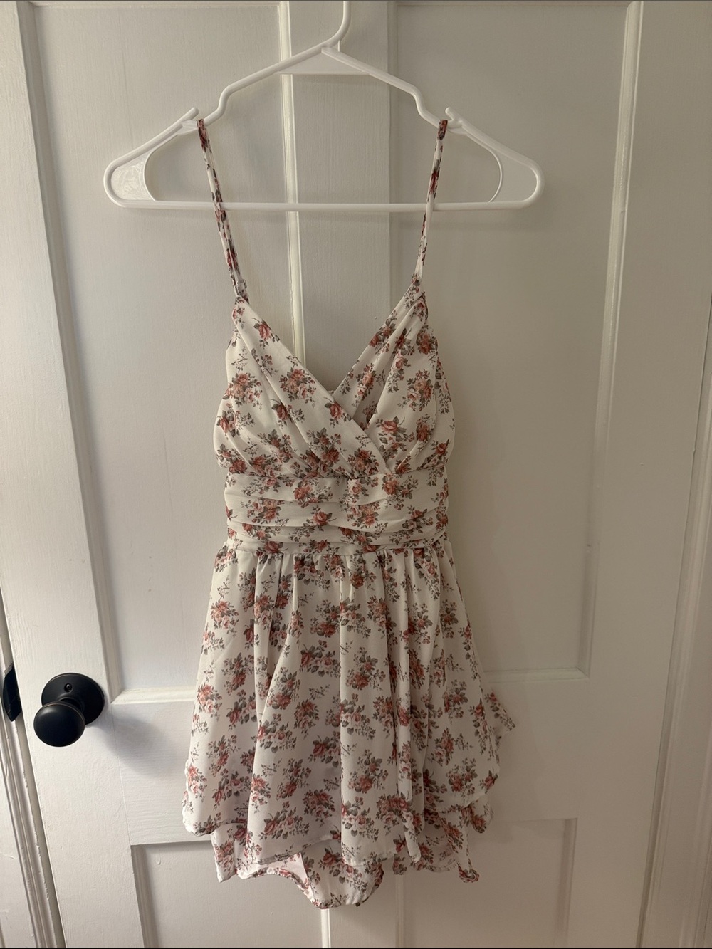 Altar'd State White Floral Spaghetti Strap Mini Dress
